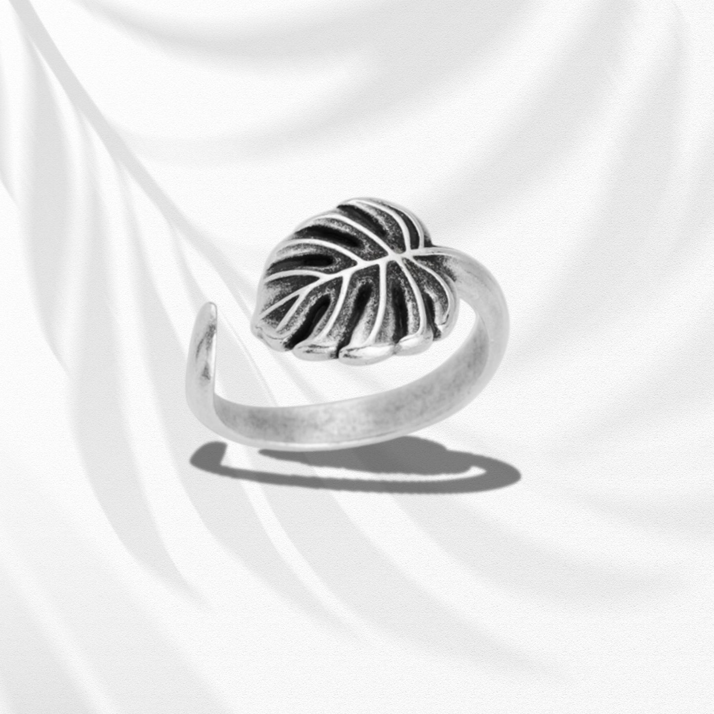 Ring Monstera Blatt – versilbert oder vergoldet, größenverstellbar