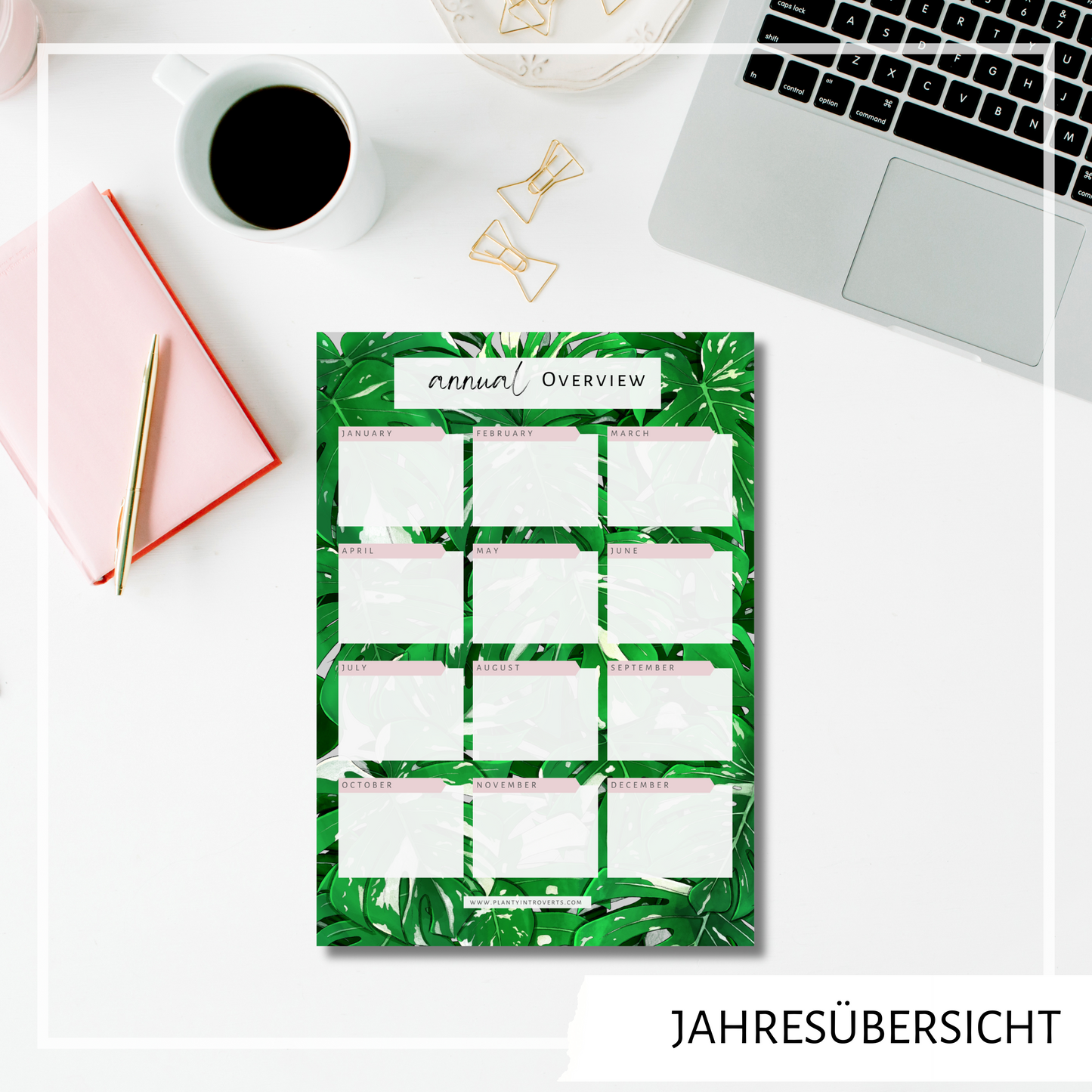 Jahresübersicht Karte ohne Datum - Monstera variegata