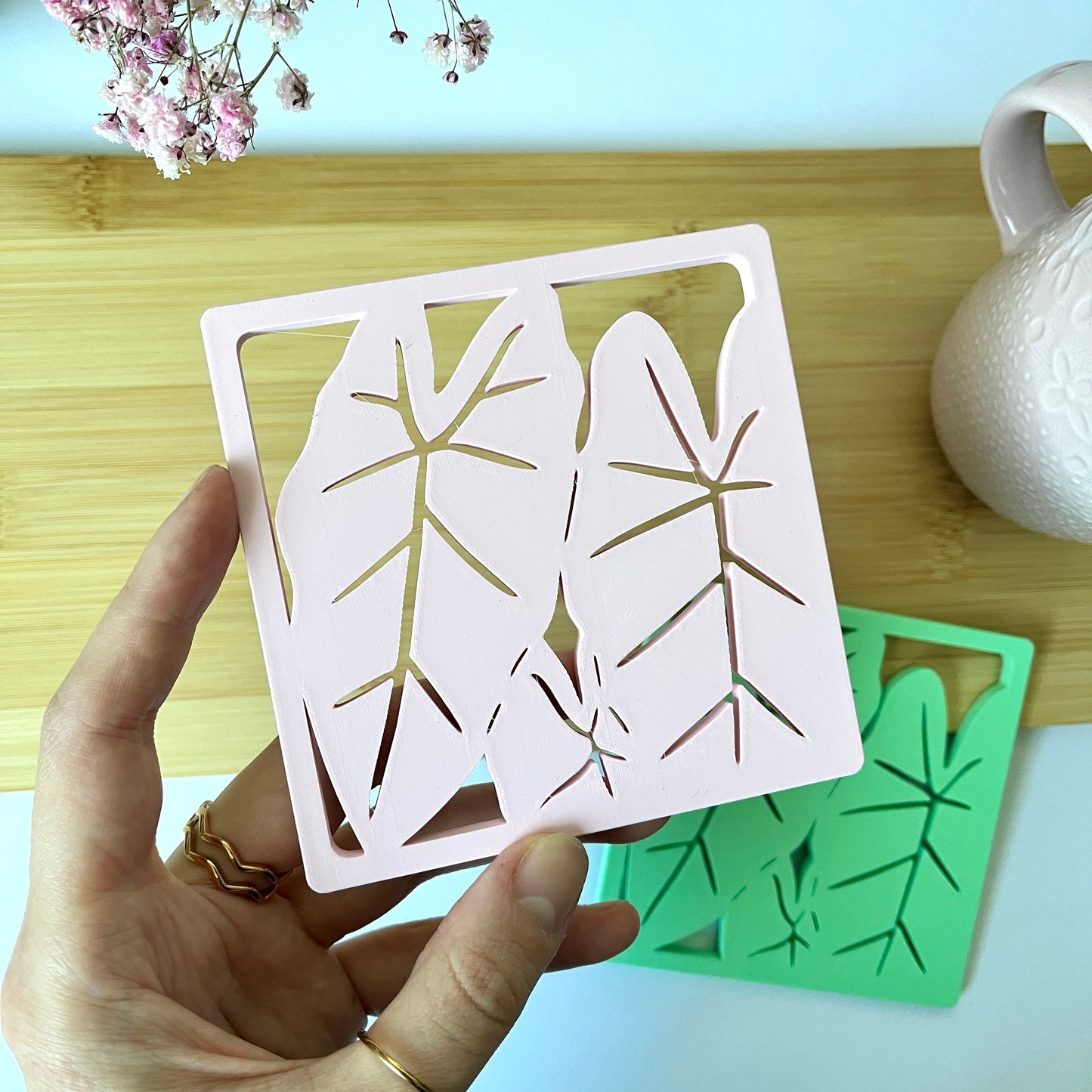 3D gedruckte Untersetzer in Alocasia Form | 3D Druck