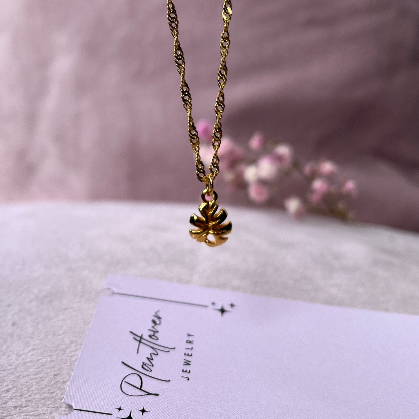 Gliederkette 50 cm mit botanischem Pflanzen Anhänger.