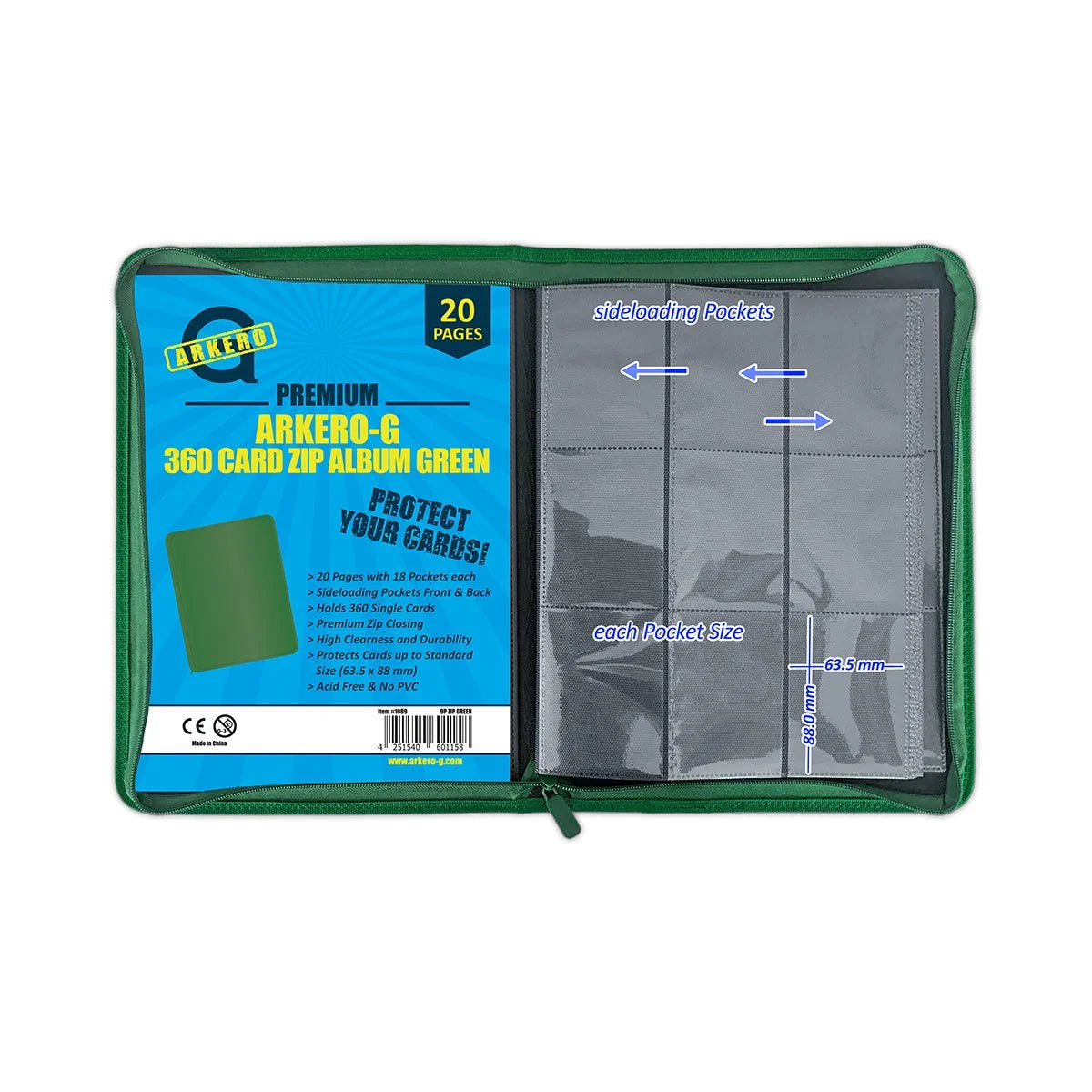 Arkero-G Premium 9-Pocket Zip Album Grün – Dein perfektes Sammelkarten-Album für TCG-Kollektionen