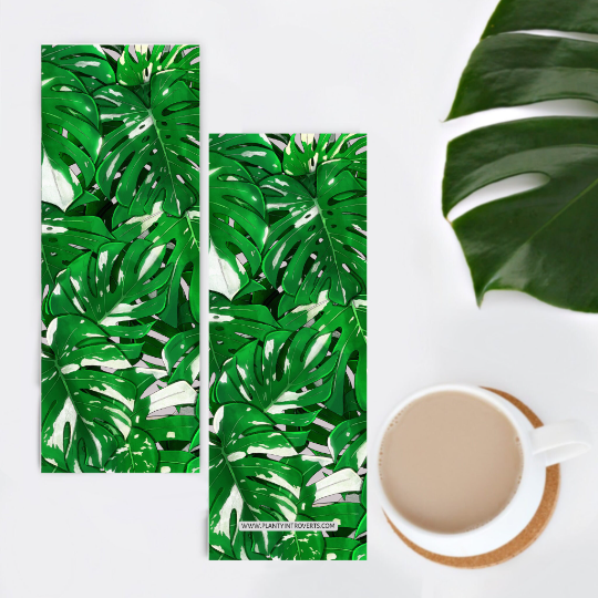 Lesezeichen Monstera variegata Blätter illustriert