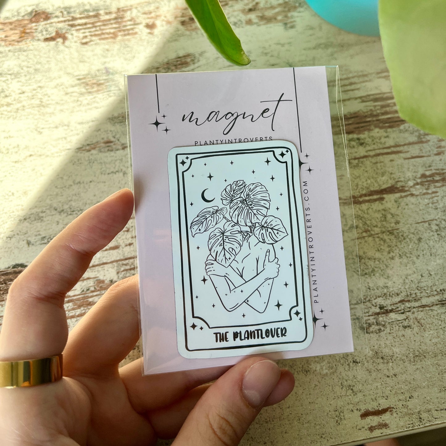 Kühlschrankmagnet - The Plantlover Tarotkarte mit Monstera deliciosa