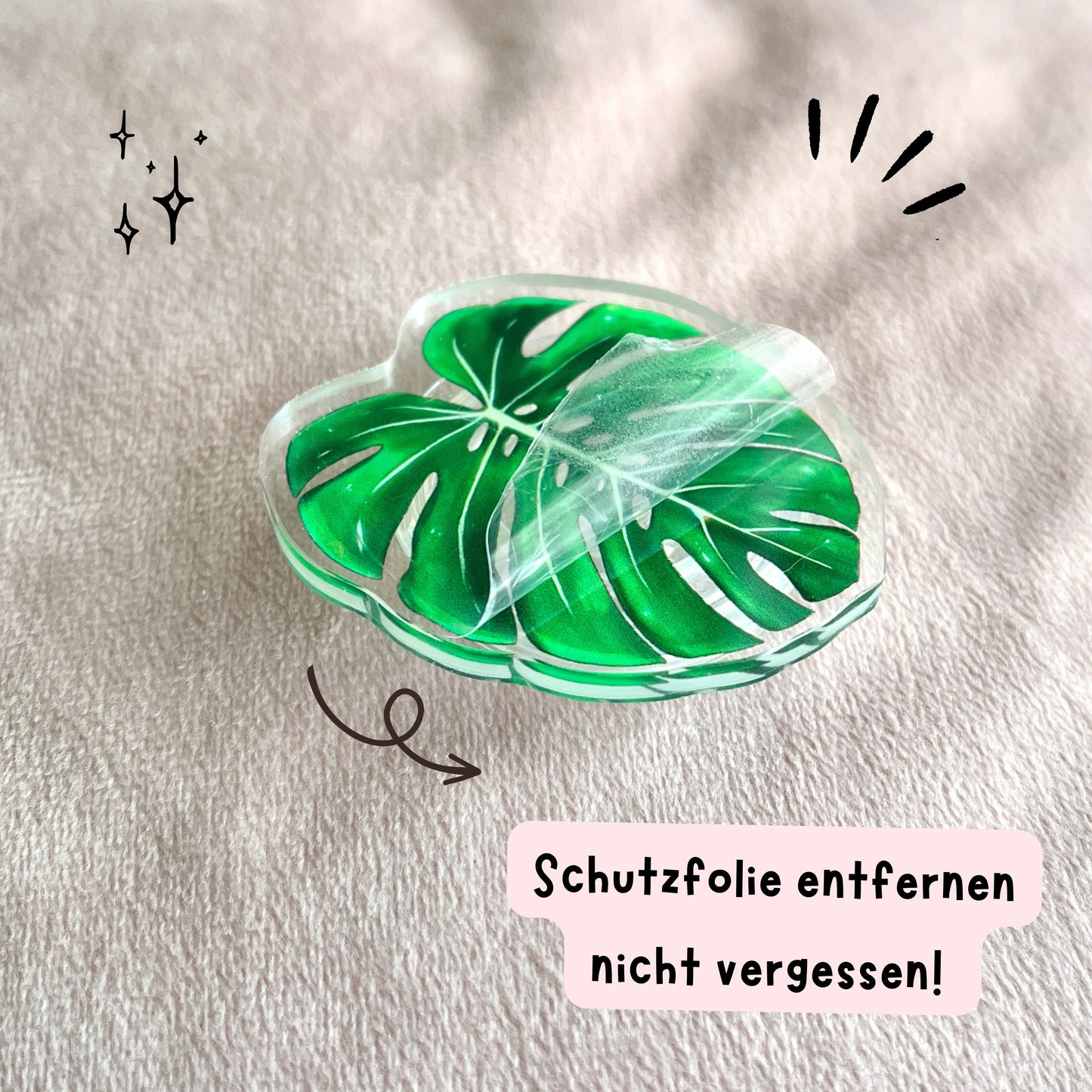 Handygriff aus Acryl - Monstera Blatt