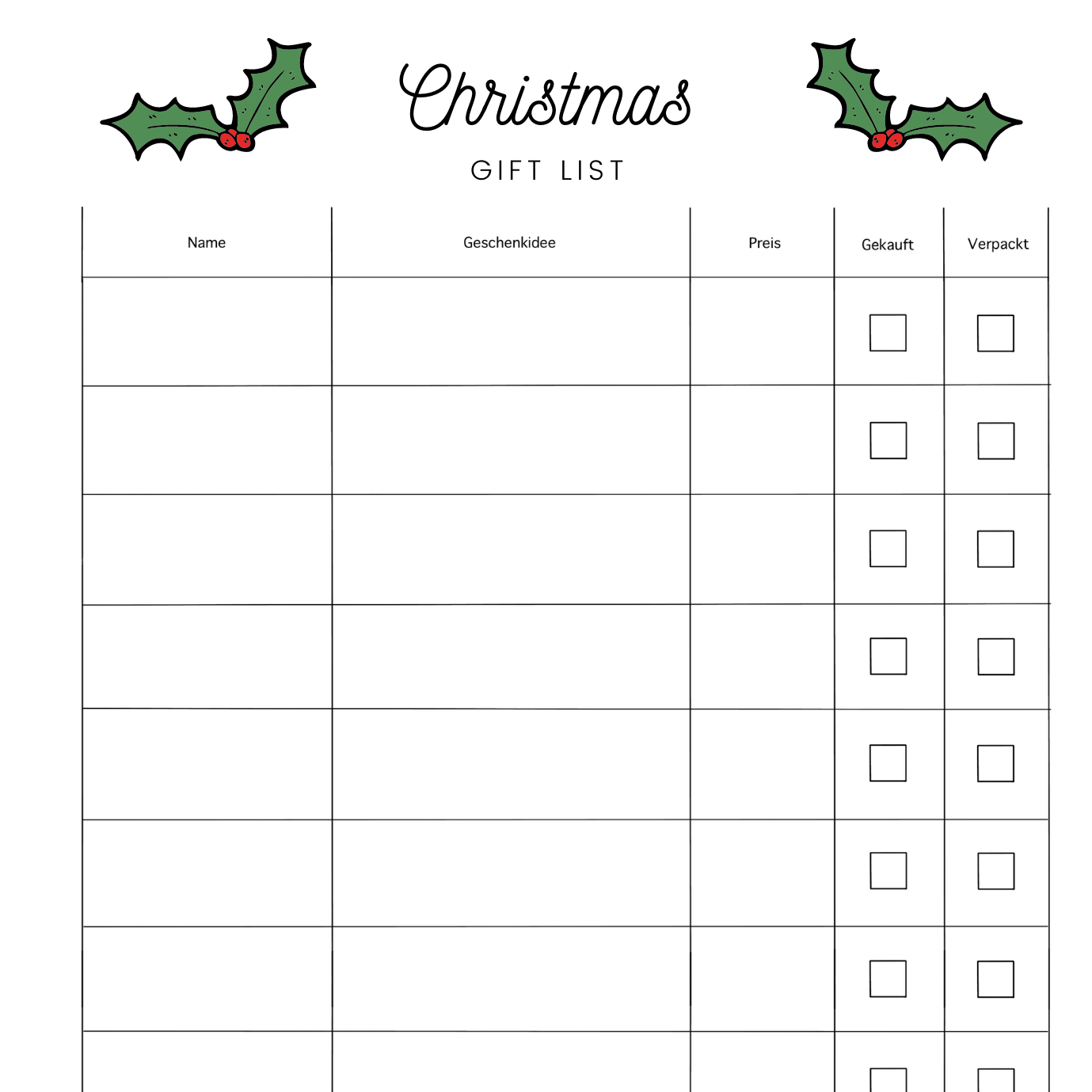 Christmas Gift List - wearequiethumans