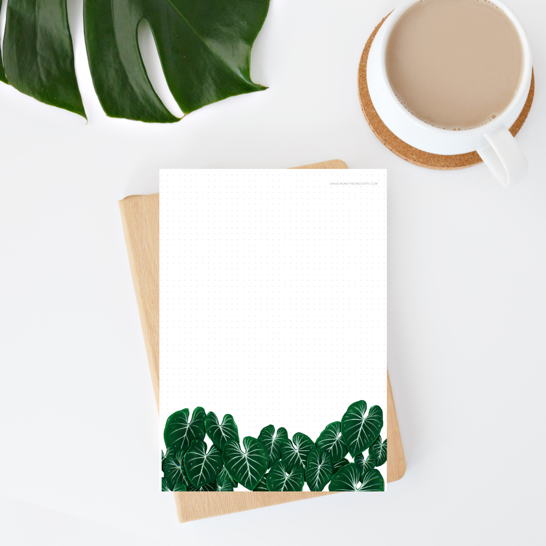 Notizblock A6 - mini dotted - Philodendron Gloriosum