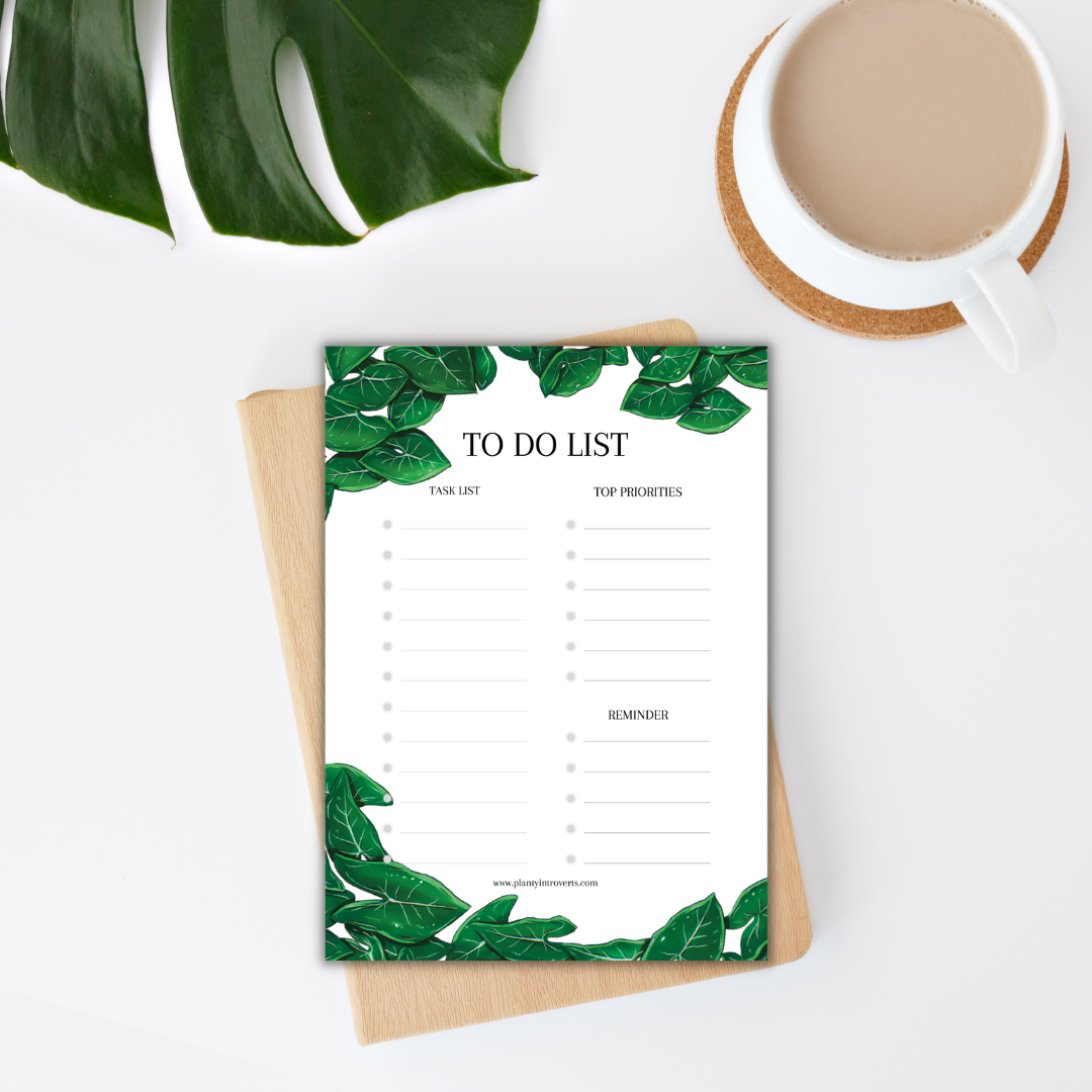 To-Do-Liste Notizblock mit Syngonium Arrow Illustration