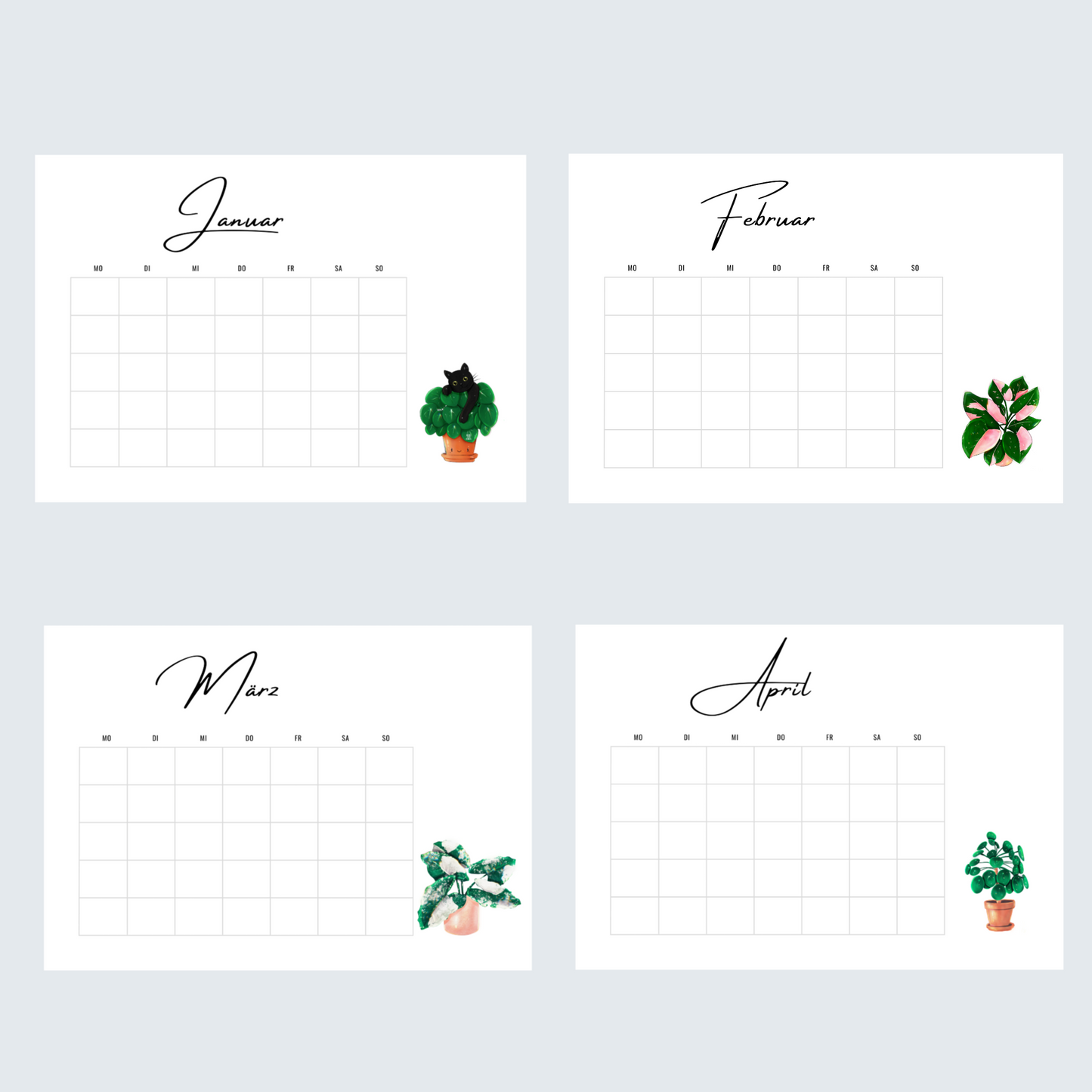 Kalender Monatsübersicht undatiert als Download - wearequiethumans