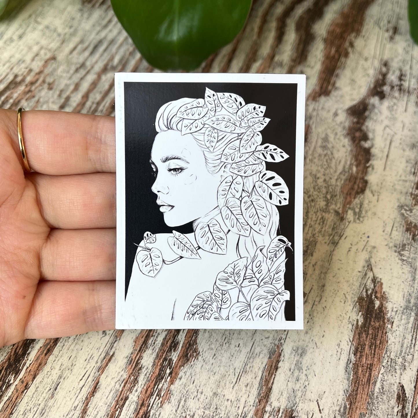 Magnet - Plantlady mit Monstera monkey mask - wearequiethumans