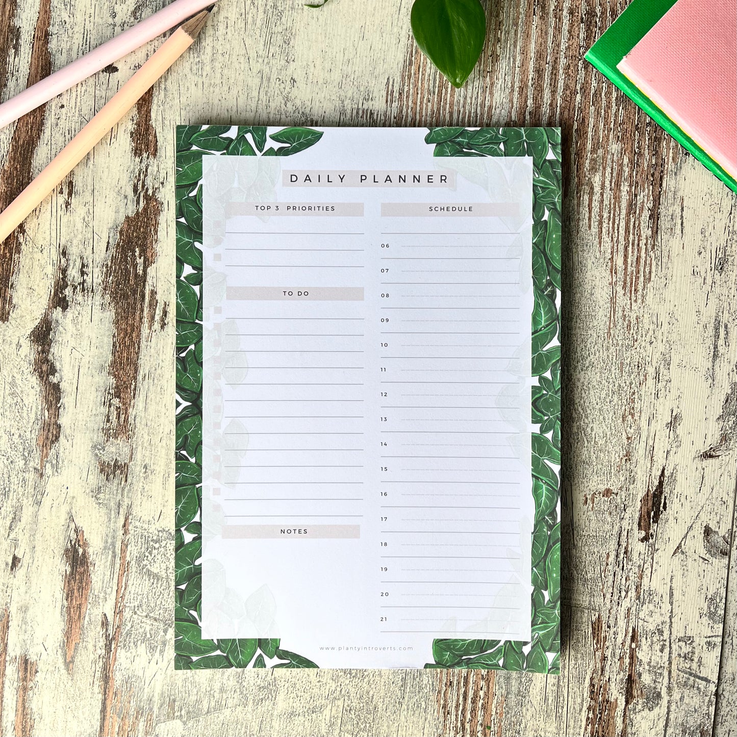 Tagesplaner A5 - Syngonium mit Zeitplan und To Do Liste