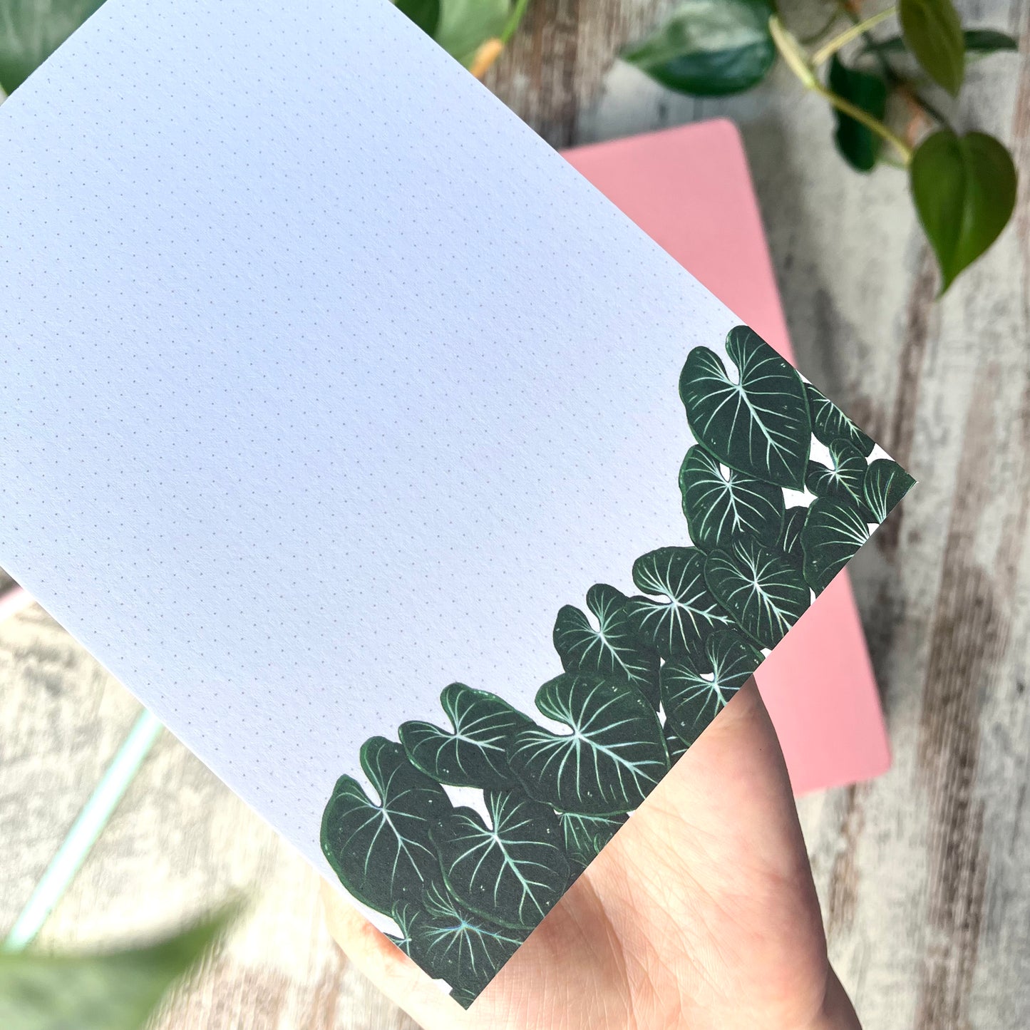 Notizblock A6 - mini dotted - Philodendron Gloriosum