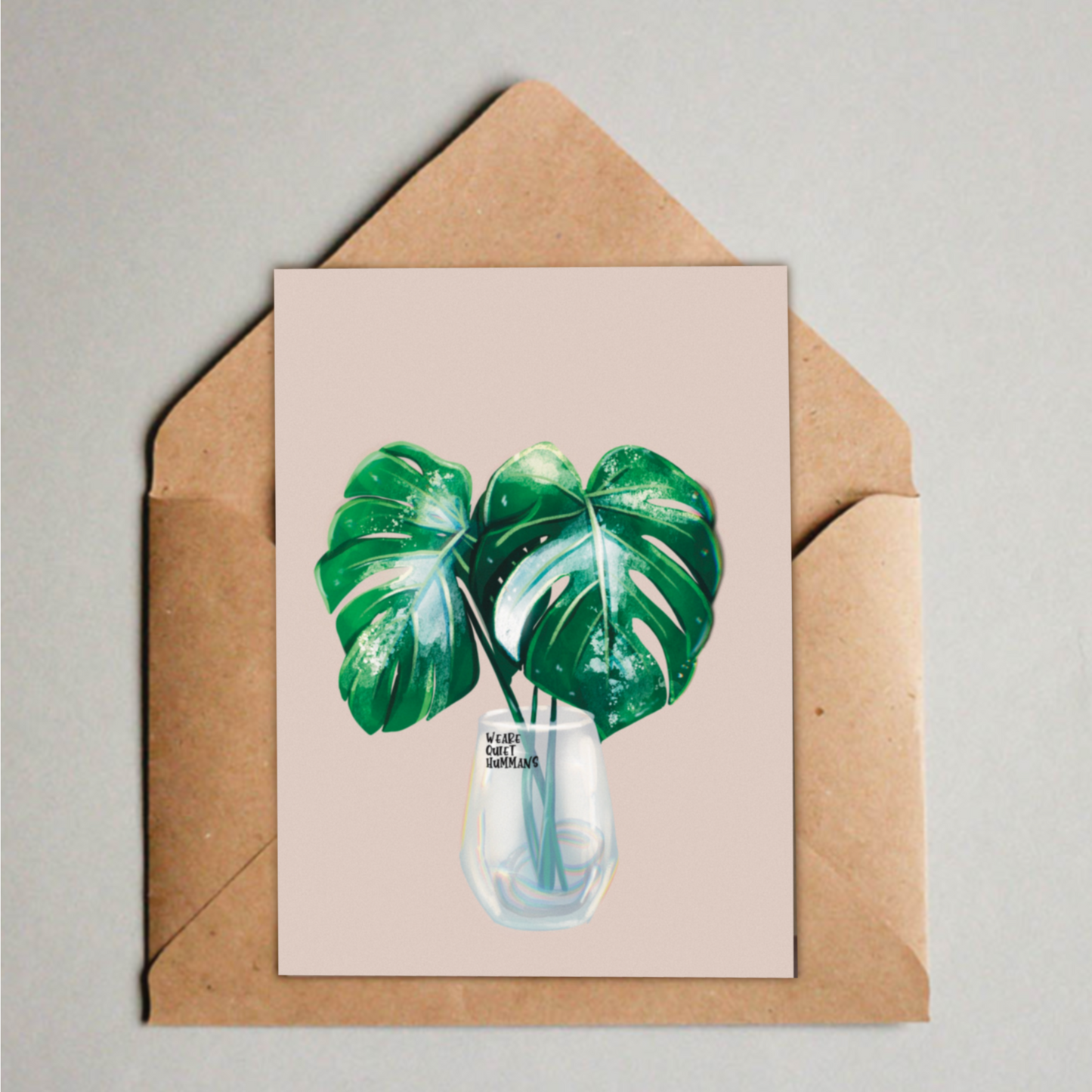 B-Ware: Postkarte / A6 Print - Monstera variegata im Glas - wearequiethumans