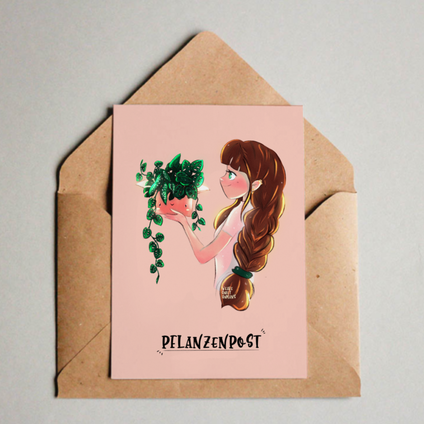 Postkarte / A6 Print - Mädchen mit Pflanzenpost - wearequiethumans