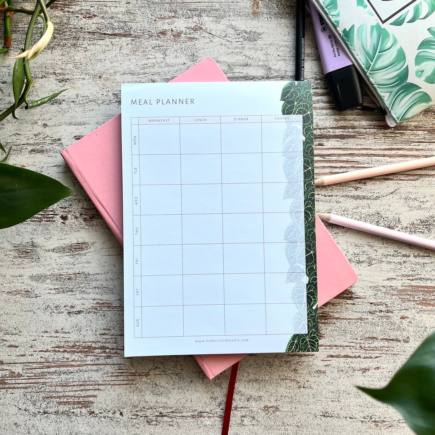 Essensplan A5 Meal Planner - Anthurium Clarinervium