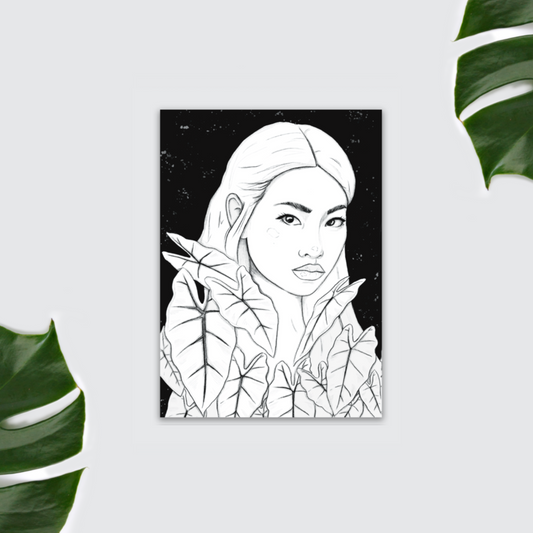 Magnet - Alocasia Frydek Plantlady schwarz weiß - wearequiethumans