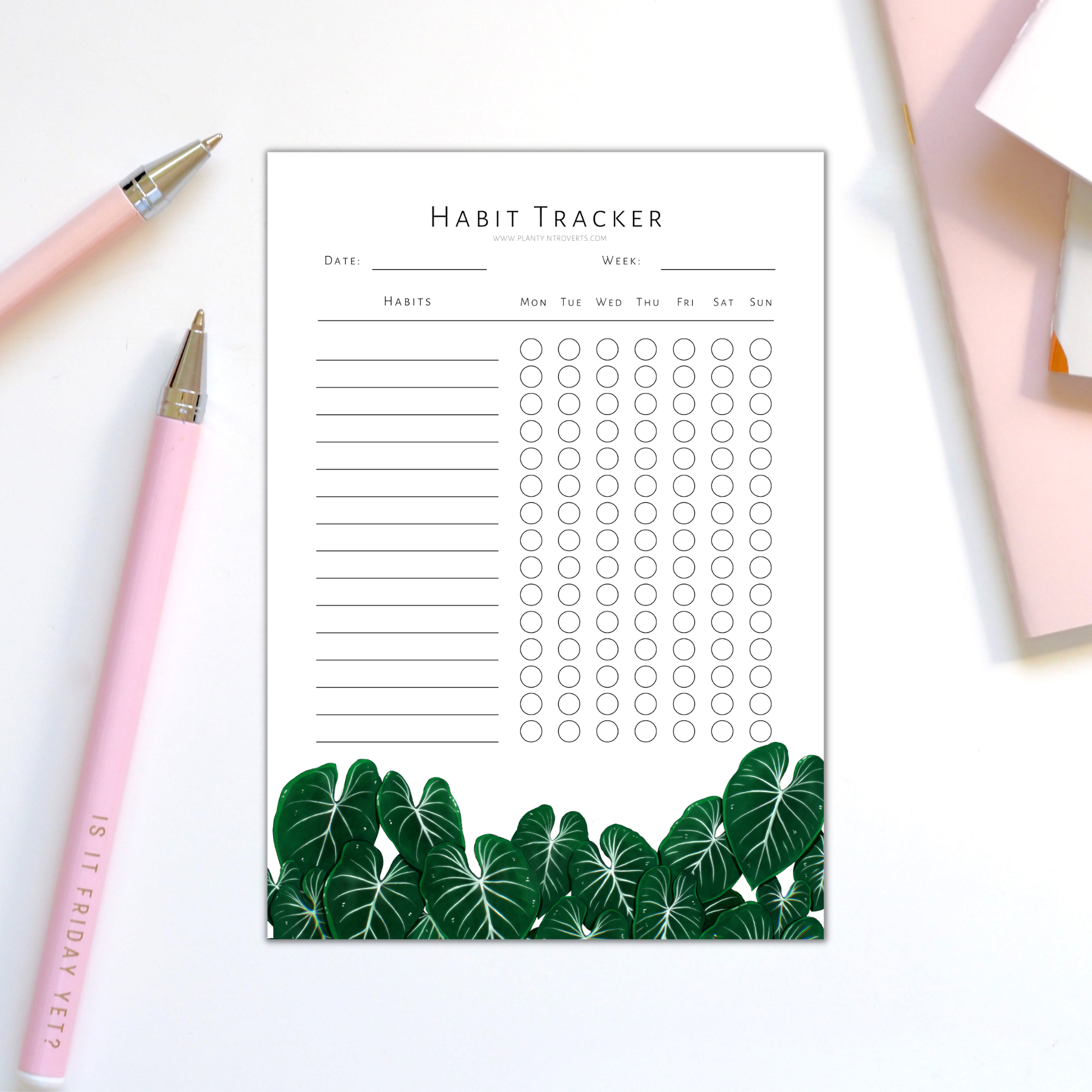Habit Tracker - A6 - Gewohnheitstracker Philodendron Gloriosum