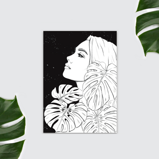 Magnet - Monstera deliciosa Plantlady schwarz weiß - wearequiethumans