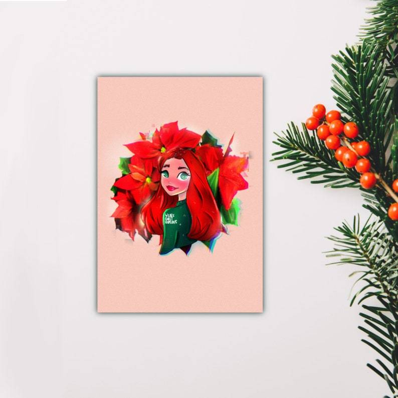 Postkarte / A7 Print -  5er Set Weihnachtsstern - wearequiethumans