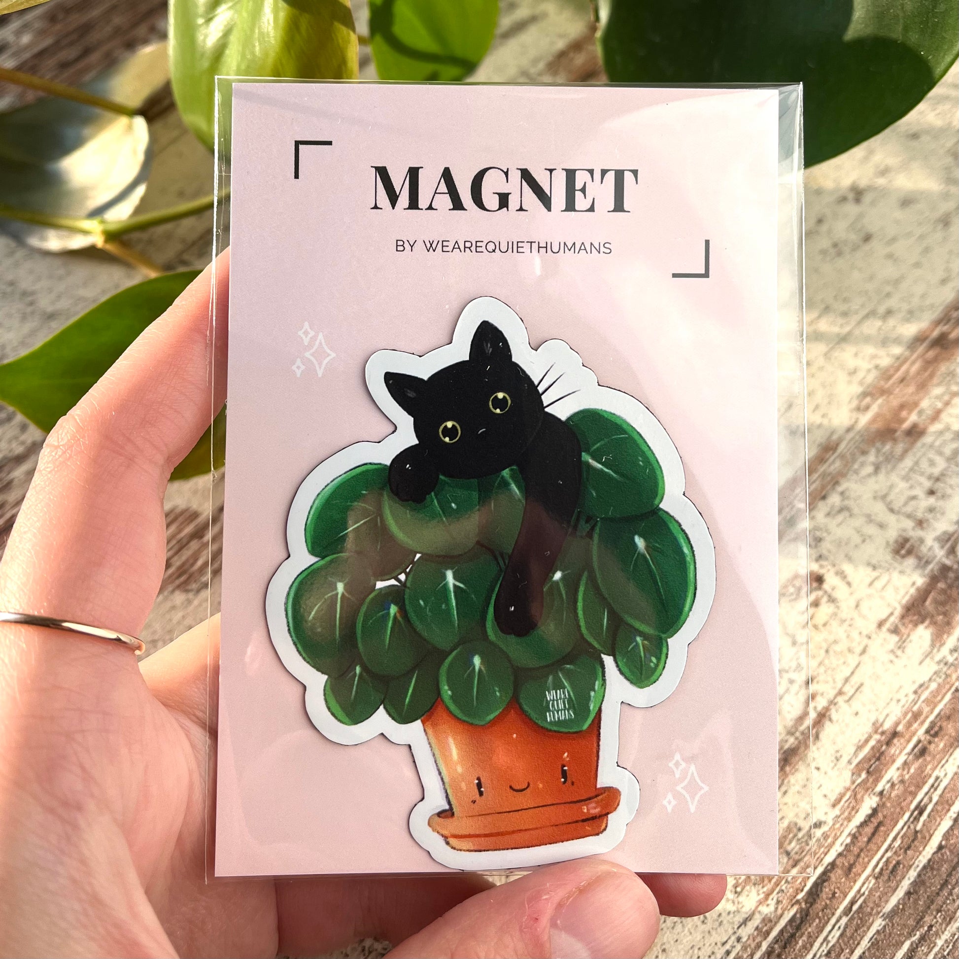 Magnet Pilea mit Katze - wearequiethumans