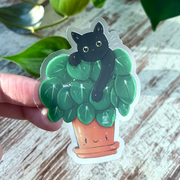 Sticker - Pilea mit Katze - wearequiethumans