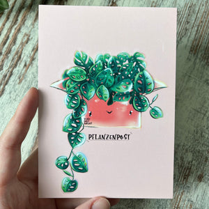 B-Ware: Postkarte / A6 Print -  Pflanzenpost rosa - wearequiethumans