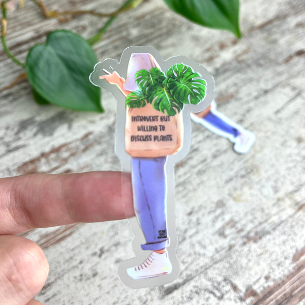 Sticker - introvert but willing to discuss plants - wearequiethumans