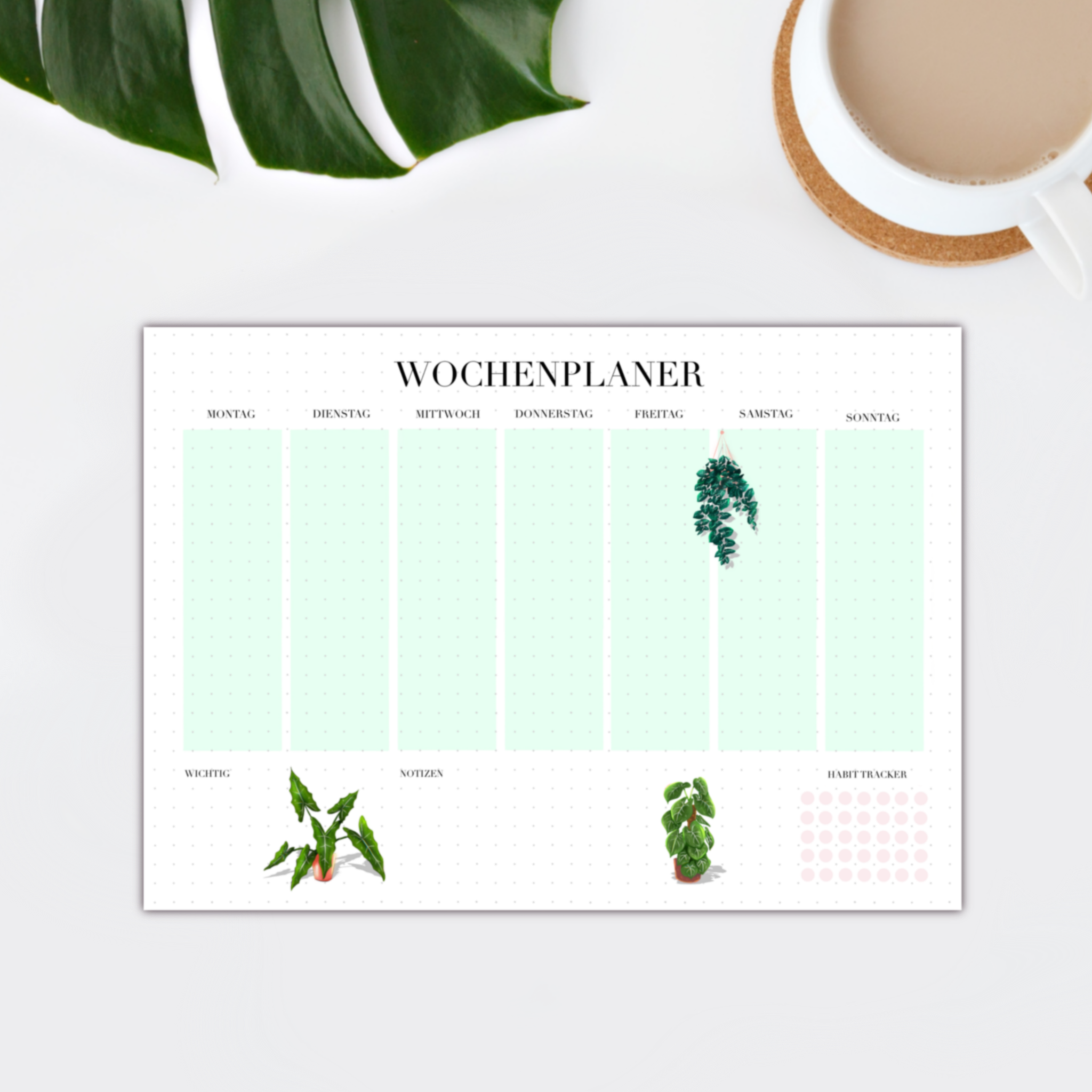 Wochenplaner A5 mit mini habit tracker - mint doted - wearequiethumans